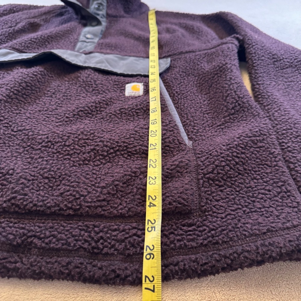 Carhartt Sherpa Fleece Pullover Quarter Snap Outdoor Jacket Deep Purple Sz L - Picture 9 of 13